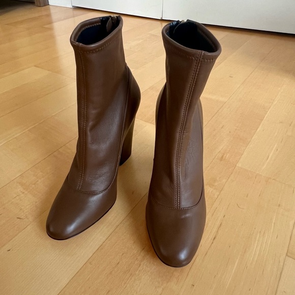 Sergio Rossi Virginia Brown Leather Almond Toe Ankle Sock Booties (Size 8.5) - Picture 4 of 12